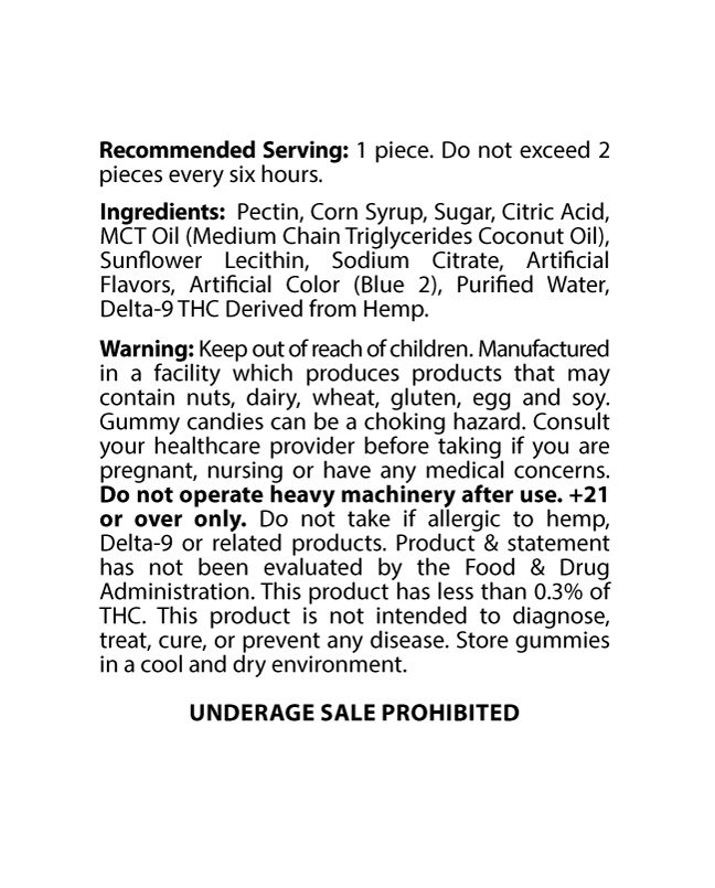 RUUTS Delta-9 THC Live Rosin Gummies - Blue Raspberry Disclaimer