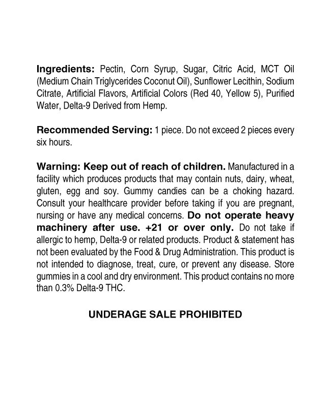 RUUTS Delta-9 THC Live Rosin Gummies - Mango DIsclaimer